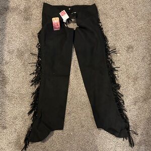 Black Tough 1 Side Fringe Show Chaps